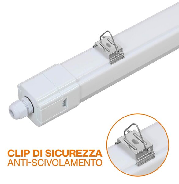 Plafoniera LED Stagna 120cm 36W 120lm/w IK08 IP66 CCT Colore Bianco Variabile CCT