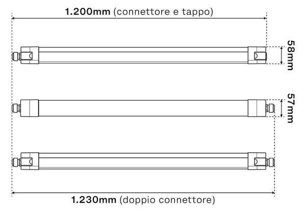 Plafoniera LED Stagna 120cm 36W 120lm/w IK08 IP66 CCT Colore Bianco Variabile CCT