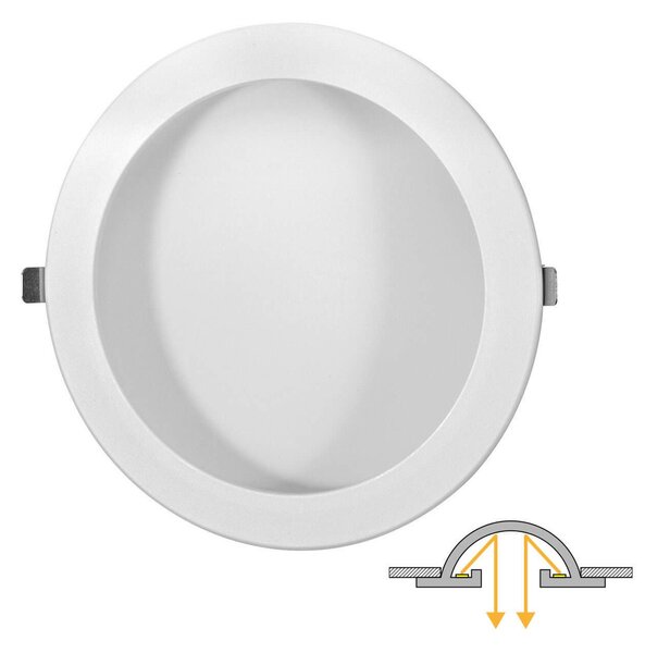 Faro LED da incasso Rotondo Luce INDIRETTA 24W Foro Ø200mm Colore Bianco Naturale 4.000K