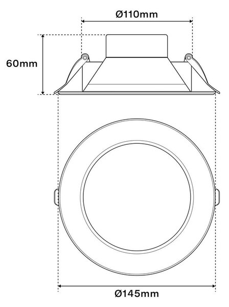 Faro da incasso 13W Foro Ø110-130mm Bianco da 1.105lm Rotondo Colore Bianco Naturale 4.000K
