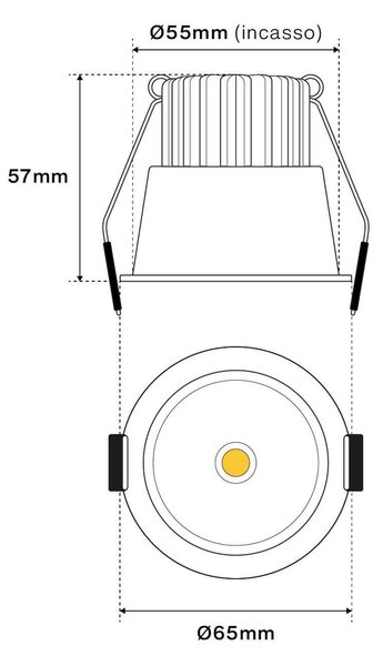 Faro da Incasso 7W Foro Ø55mm Bianco IP40 CCT BRIDGELUX LED 3 Parabole Colore Bianco Variabile CCT