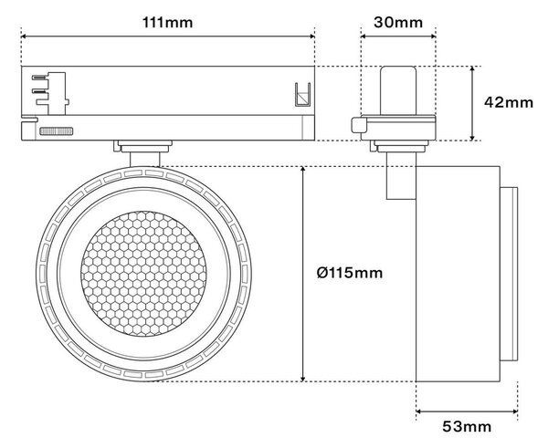 Faro LED 34W Trifase Regolabile 15°-60° Bianco con driver Philips Colore Bianco Variabile CCT