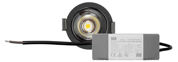 Faro da Incasso 7W Foro Ø55mm Nero IP40 CCT BRIDGELUX LED 3 Parabole Colore Bianco Variabile CCT