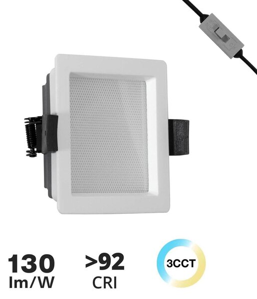 Faro da incasso 10W Foro 85x85mm UGR19 con driver Philips CRI92 CCT Colore Bianco Variabile CCT