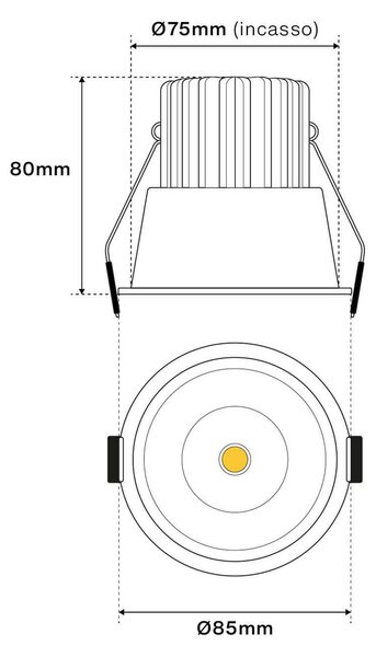 Faro da Incasso 12W Foro Ø75mm Nero IP40 CCT BRIDGELUX LED 3 Parabole Colore Bianco Variabile CCT