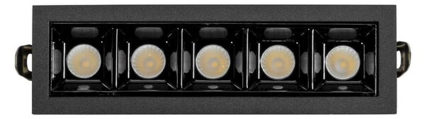 Faro LED Incasso 12W Nero Rettangolare Foro 140x35mm CRI92 Colore Bianco Caldo 3.000K