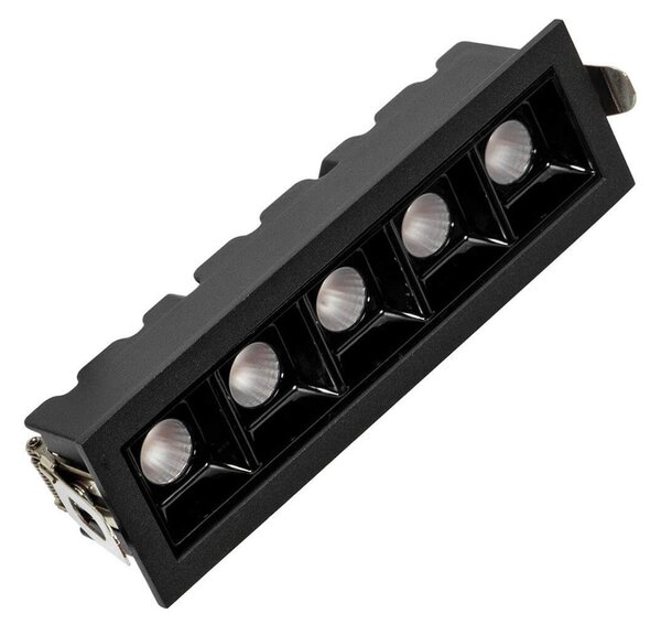 Faro LED Incasso 12W Nero Rettangolare Foro 140x35mm CRI92 Colore Bianco Caldo 3.000K