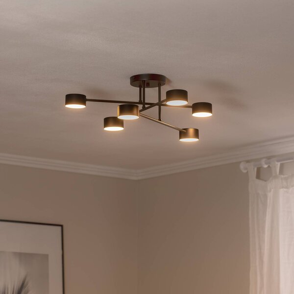 Plafoniera soffitto Modus 6 EMIBIG LIGHTING, dimmerabile, Nero, Soggiorno / Sala da pranzo, Metallo, Moderno, Plafoniera