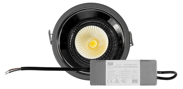 Faro da Incasso 18W Foro Ø90mm Nero IP40 CCT BRIDGELUX LED 3 Parabole Colore Bianco Variabile CCT