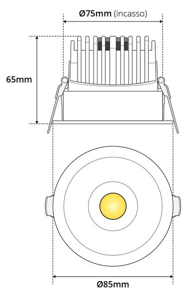 Faro LED Incasso 12W Foro Ø75mm IP65 CCT BRIDGELUX LED Bianco Variabile Colore Bianco Variabile CCT