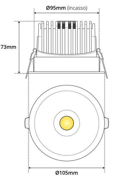 Faro Incasso 18W Foro Ø95mm IP65 Bridgelux LED CCT Bianco Variabile Colore Bianco Variabile CCT