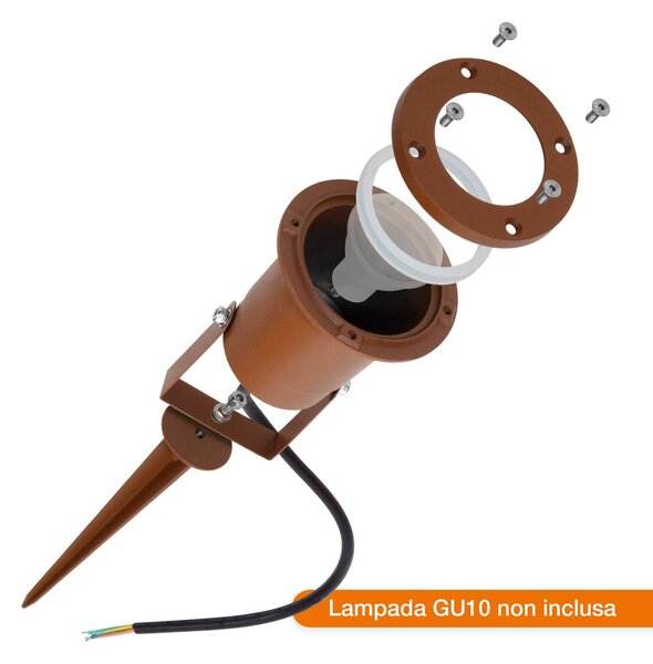 Faretto da Giardino con Picchetto GU10 - CORTEN Colore Corten