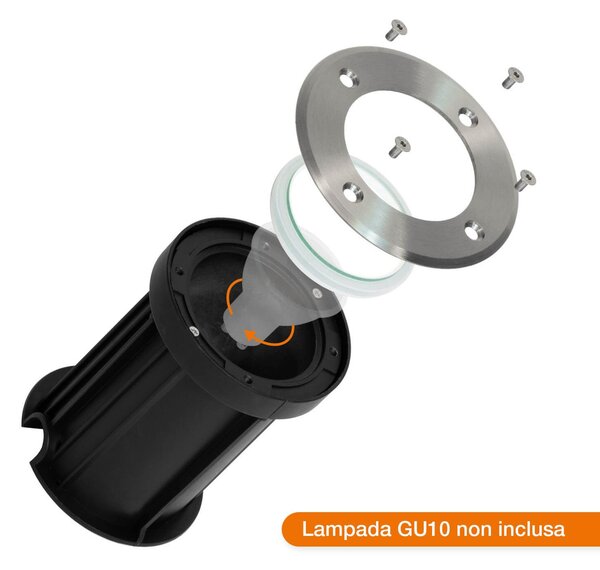 Faretto Carrabile GU10 IP67 - INOX 304 con Doppio Pressacavo