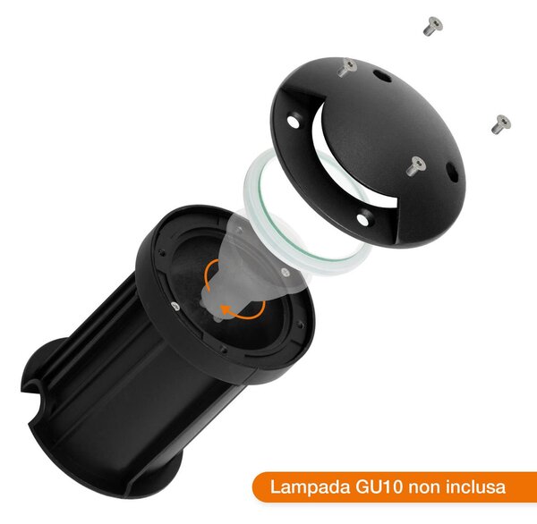 Faretto Carrabile Monodirezione GU10 IP67 - NERO con doppio pressacavo