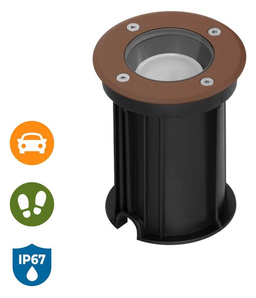Faretto Carrabile GU10 IP67 - CORTEN con Doppio Pressacavo