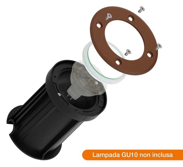 Faretto Carrabile GU10 IP67 - CORTEN con Doppio Pressacavo