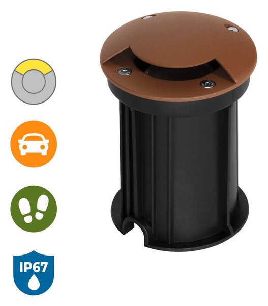 Faretto Carrabile Monodirezione GU10 IP67 - CORTEN con doppio pressacavo
