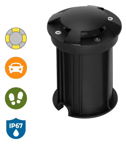 Faretto Carrabile 4 Direzioni GU10 IP67 - NERO con doppio pressacavo