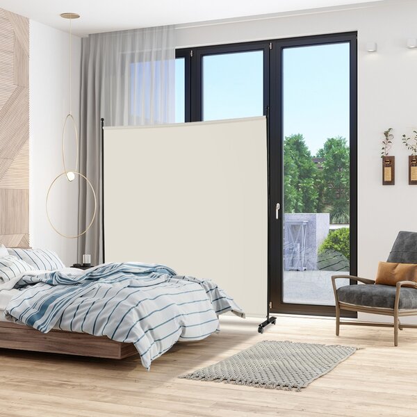 Costway Pannello divisorio singolo con ruote bloccabili, Paravento da interno portatile da soggiorno 184x184cm Beige