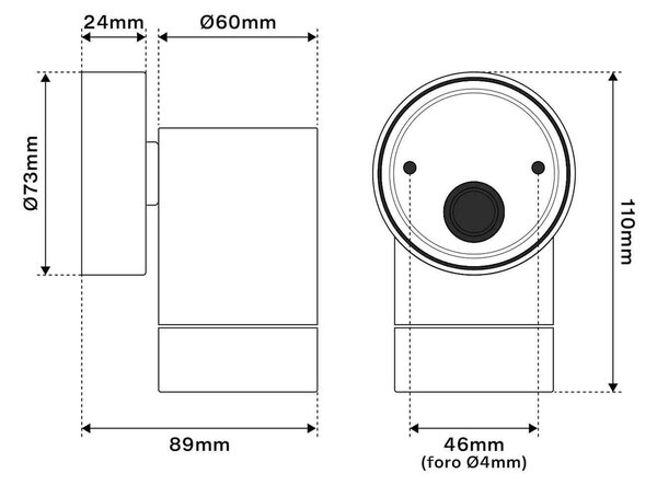Applique Cilindrica Monodirezionale IP65 GU10 Bianca Colore Bianco
