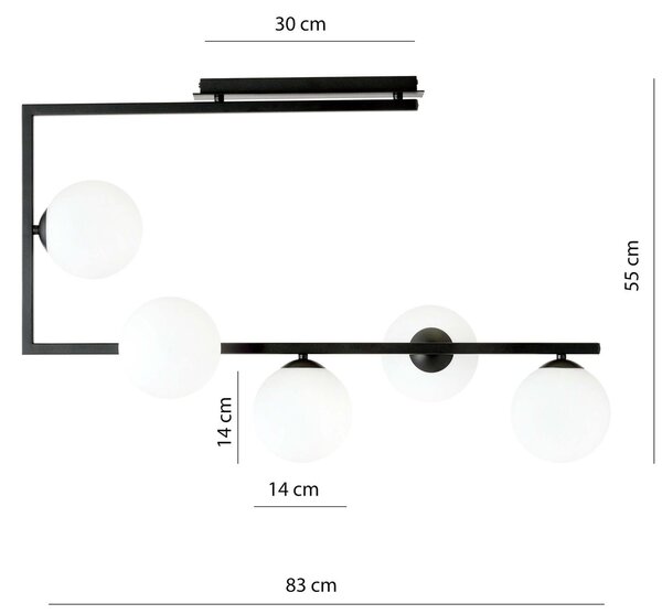 Lampadario da Soffitto SOMA 5 Black Grafite e Black White E14 Colore Grafite