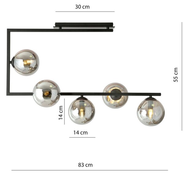 Lampadario da Soffitto SOMA 5 Black Grafite e Black White E14 Colore Grafite