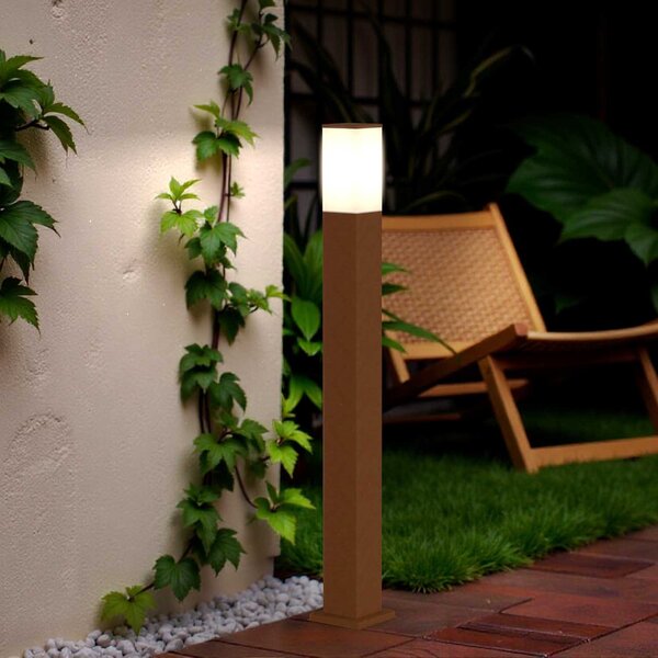 Paletto da Giardino 100cm Acciaio Inox CORTEN IP54 Squadrato Base E27