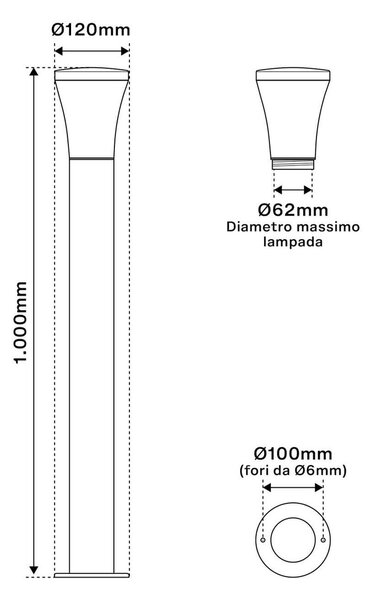 Paletto da Giardino 100cm Acciaio Inox CORTEN IK06 IP54 E27 Serie DELTA