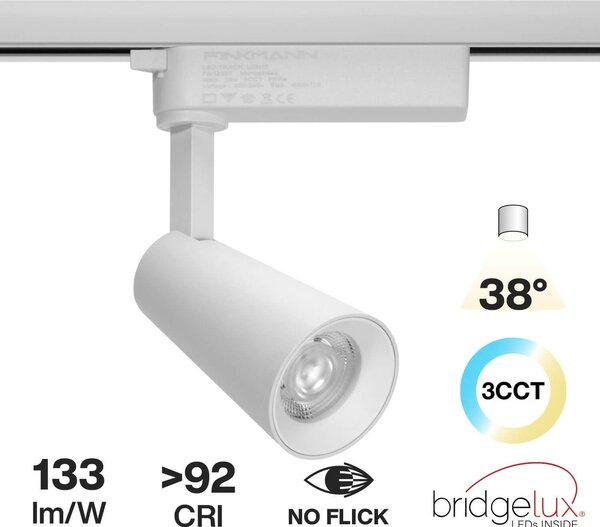 Faro LED 15W Monofase CRI92 CCT Bianco Variabile 38° Bridgelux LED Colore Bianco Variabile CCT