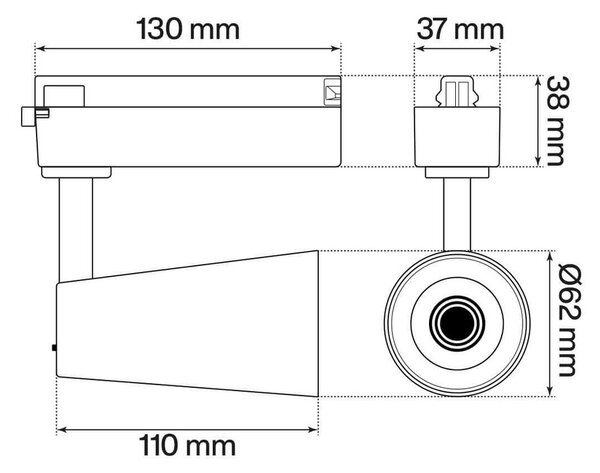 Faro LED 15W Monofase Nero CRI92 CCT Bianco Variabile 38° Bridgelux LED Colore Bianco Variabile CCT
