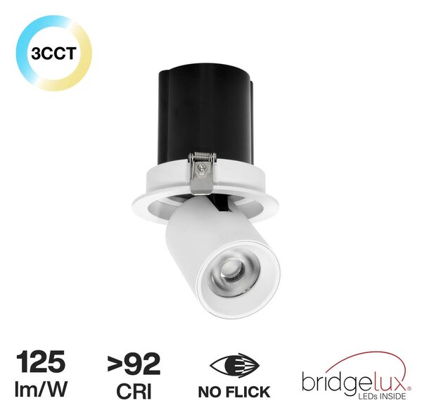 Faro LED da Incasso 15W Orientabile CCT Bianco Variabile Foro Ø100mm Colore Bianco Variabile CCT