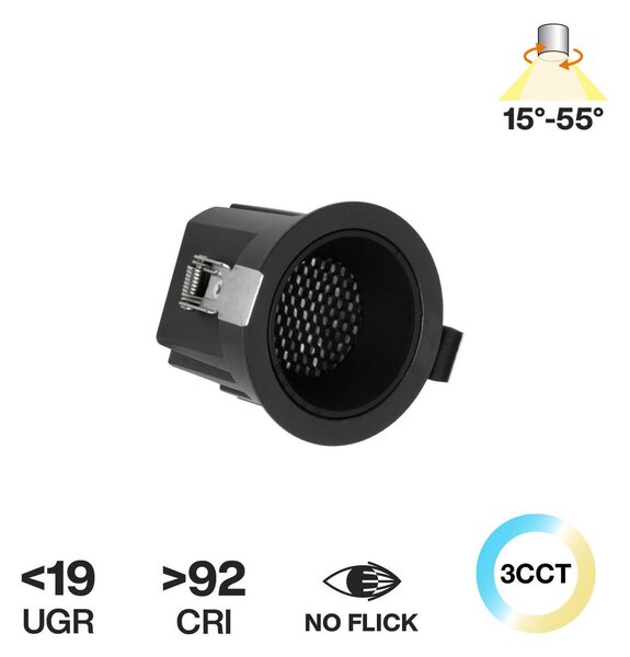 Faro da Incasso Nero 8W Foro Ø55mm CCT 15°-55° con driver Philips Colore Bianco Variabile CCT