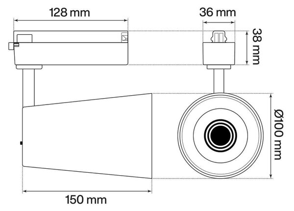 Faro LED 40W Monofase CRI92 CCT Bianco Variabile 38° Bridgelux LED Colore Bianco Variabile CCT