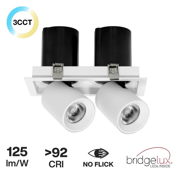 Faro LED da Incasso Orientabile 2x15W CCT Foro 160x75mm Bridgelux LED Colore Bianco Variabile CCT