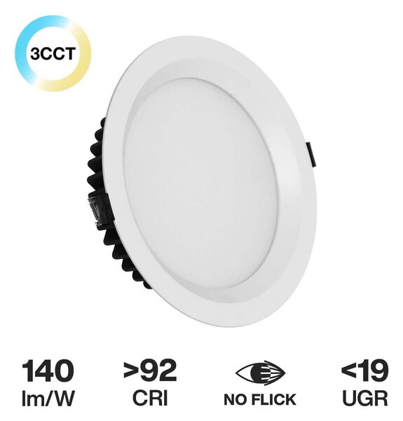 Faro LED da Incasso 60W Foro Ø210mm Bianco CCT IP54 con driver Philips Colore Bianco Variabile CCT