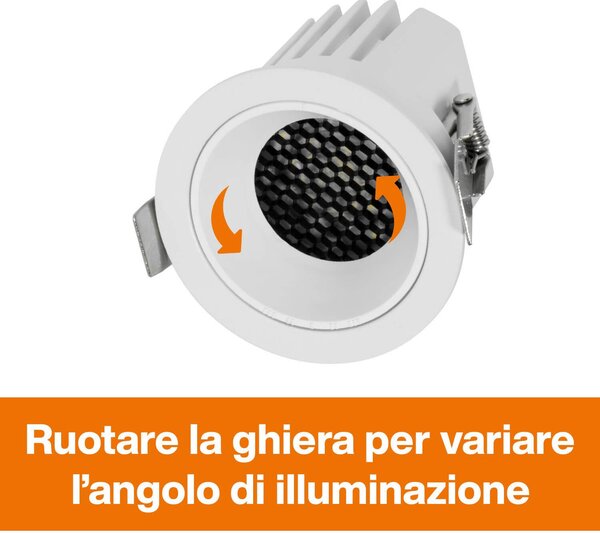 Faro da Incasso Bianco 8W Foro Ø55mm CCT 15°-55° con driver Philips Colore Bianco Variabile CCT