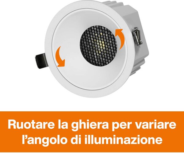 Faro da Incasso Bianco 18W Foro Ø95mm CCT 15°-55° con driver Philips Colore Bianco Variabile CCT