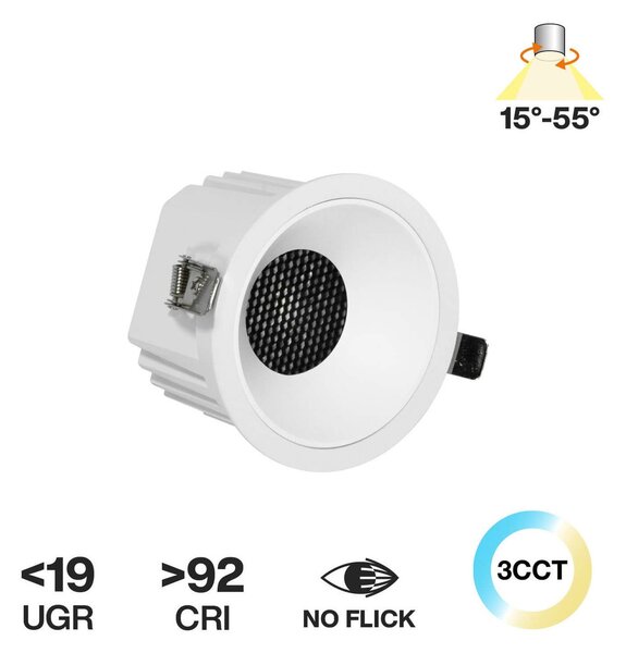 Faro da Incasso Bianco 18W Foro Ø95mm CCT 15°-55° con driver Philips Colore Bianco Variabile CCT