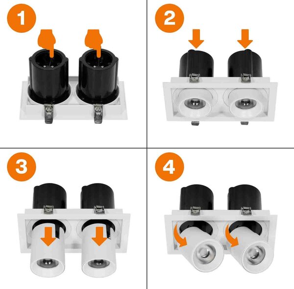 Faro LED da Incasso 2x30W Orientabile CCT Foro Ø210x110 Bridgelux LED Colore Bianco Variabile CCT