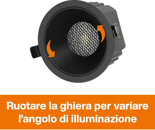 Faro da Incasso 18W Foro Ø95mm CCT 15°-55° con driver Philips Colore Bianco Variabile CCT