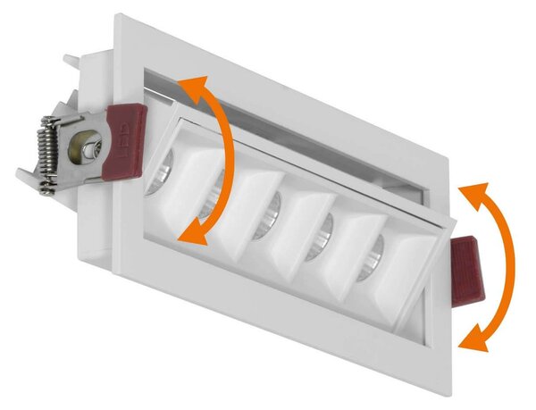 Faro LED da Incasso Bianco 12W Orientabile Foro 155x55mm Colore Bianco Caldo 3.000K