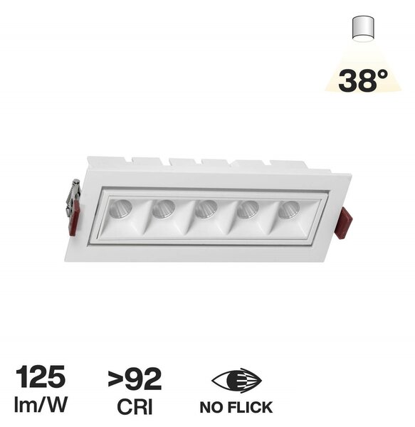 Faro LED da Incasso Bianco 12W Orientabile Foro 155x55mm Colore Bianco Caldo 3.000K