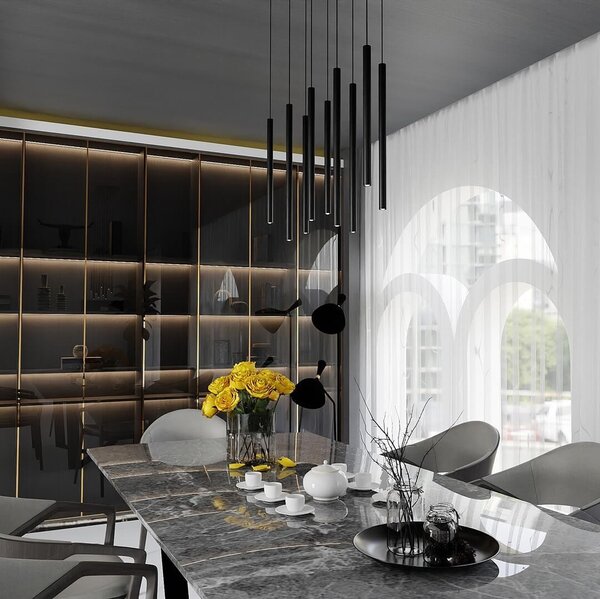 Lampada a Sospensione SELTER 9 BLACK WHITE e GOLD
