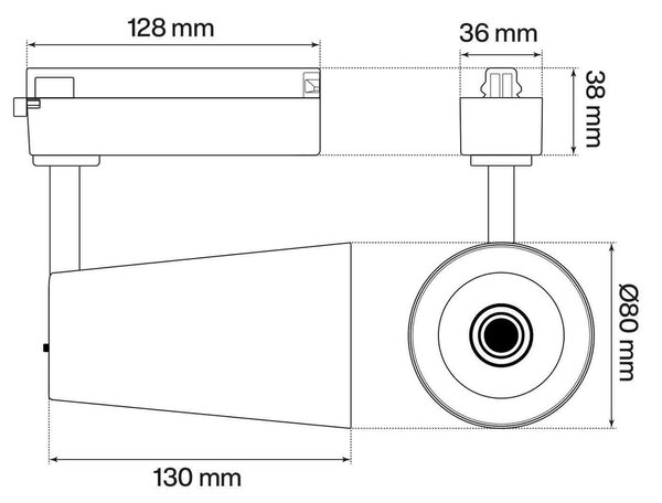 Faro LED 30W Monofase Nero CRI92 CCT Bianco Variabile 38° Bridgelux LED Colore Bianco Variabile CCT