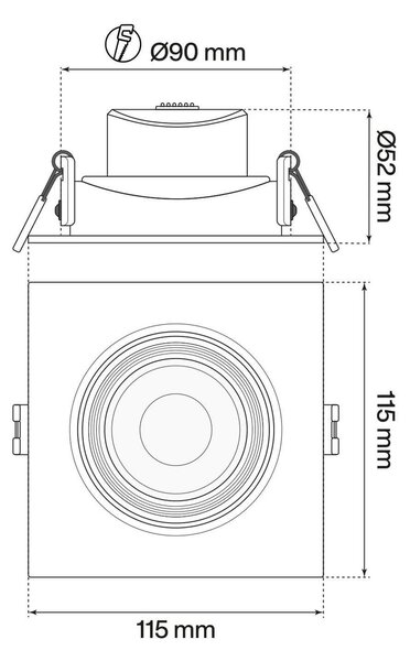 Faro Incasso Quadrato 12W CCT Ø90mm 38° Orient. Dimmerabile OSRAM LED Colore Bianco Variabile CCT