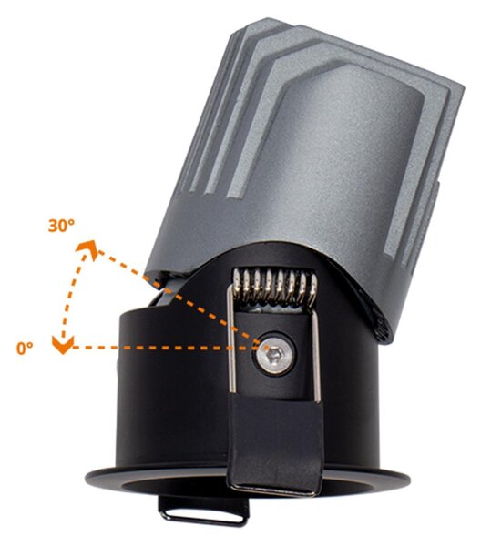 Faro LED da Incasso 6W Nero Ø45mm IP65 CCT UGR19 con driver Philips Colore Bianco Variabile CCT