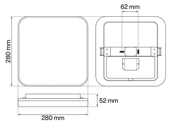 Plafoniera LED 24W IP65 Quadrata 28x28cm CCT Bianco Variabile