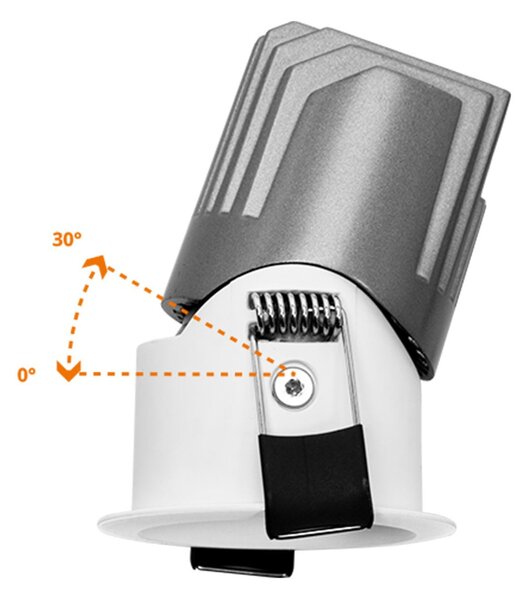 Faro LED da Incasso 6W Foro Ø45mm IP65 CCT UGR19 con driver Philips Colore Bianco Variabile CCT