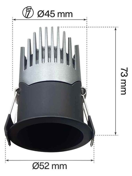 Faro LED da Incasso 6W Nero Ø45mm IP65 CCT UGR19 con driver Philips Colore Bianco Variabile CCT