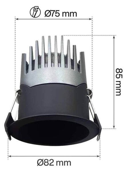 Faro LED da Incasso 15W Nero Ø75mm IP65 CCT UGR19 con driver Philips Colore Bianco Variabile CCT